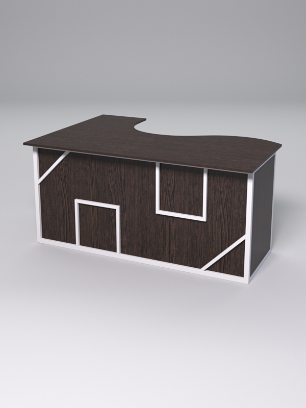 Стол эргономичный офисный СЭ-12А (правосторонний) СТРОНГ в стиле ЛОФТ декор №4, Дуб Венге + металлический каркас Белый