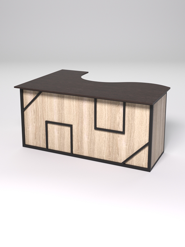 Стол эргономичный офисный СЭ-12А (правосторонний) СТРОНГ в стиле ЛОФТ декор №4, Дуб Венге и Дуб Сонома