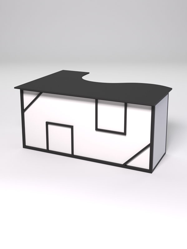 Стол эргономичный офисный СЭ-12А (правосторонний) СТРОНГ в стиле ЛОФТ декор №4, Черный и Белый