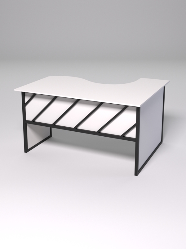 Стол эргономичный офисный СЭ-13 (левосторонний) СТРОНГ в стиле ЛОФТ декор №2, Белый