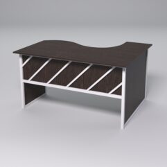 Стол эргономичный офисный СЭ-13 (левосторонний) СТРОНГ в стиле ЛОФТ декор №2, Дуб Венге + металлический каркас Белый