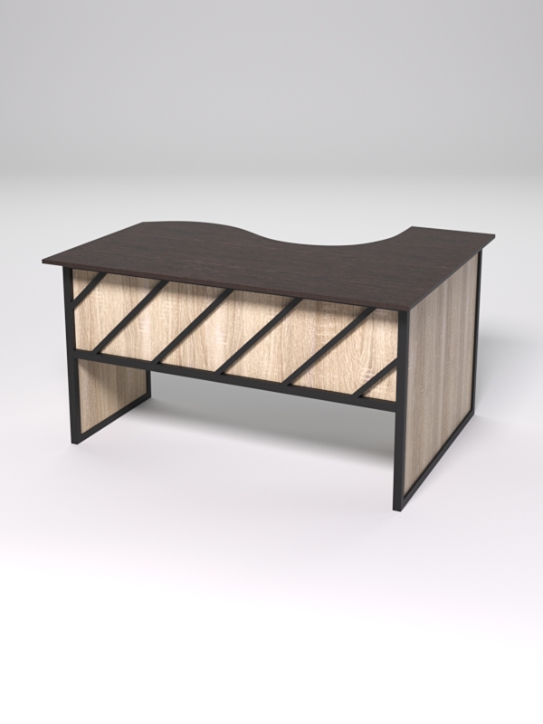 Стол эргономичный офисный СЭ-13 (левосторонний) СТРОНГ в стиле ЛОФТ декор №2, Дуб Венге и Дуб Сонома