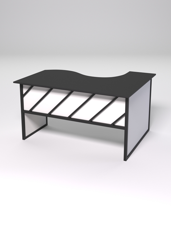 Стол эргономичный офисный СЭ-13 (левосторонний) СТРОНГ в стиле ЛОФТ декор №2, Черный и Белый