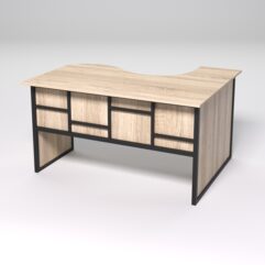 Стол эргономичный офисный СЭ-13 (левосторонний) СТРОНГ в стиле ЛОФТ декор №3, Дуб Сонома