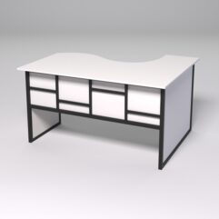 Стол эргономичный офисный СЭ-13 (левосторонний) СТРОНГ в стиле ЛОФТ декор №3, Белый