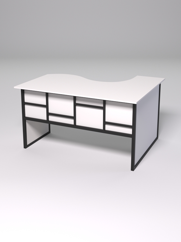 Стол эргономичный офисный СЭ-13 (левосторонний) СТРОНГ в стиле ЛОФТ декор №3, Белый