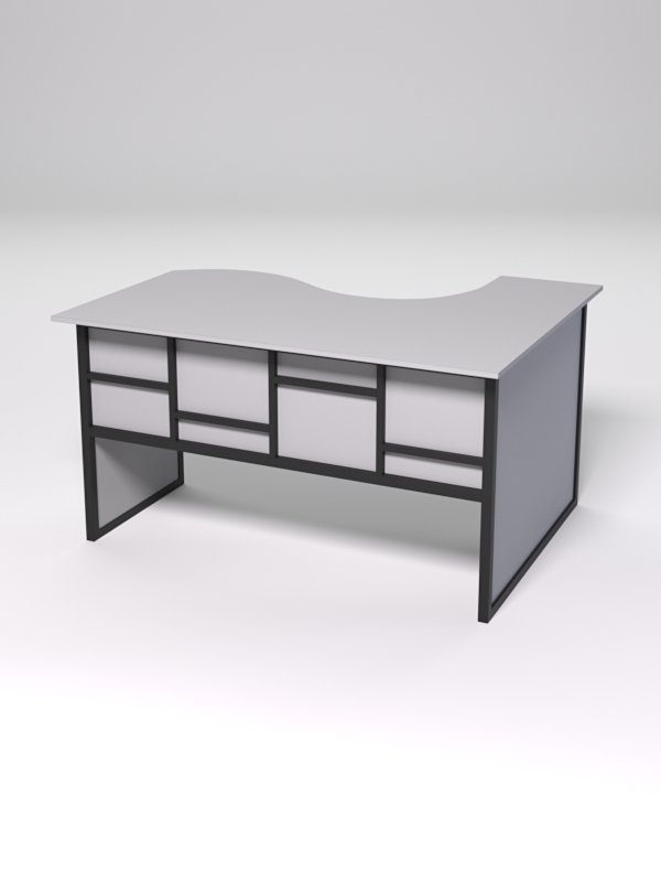 Стол эргономичный офисный СЭ-13 (левосторонний) СТРОНГ в стиле ЛОФТ декор №3, Серый