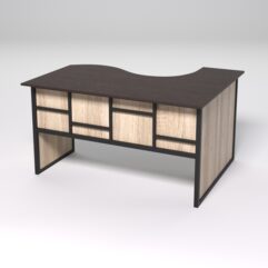 Стол эргономичный офисный СЭ-13 (левосторонний) СТРОНГ в стиле ЛОФТ декор №3, Дуб Венге и Дуб Сонома