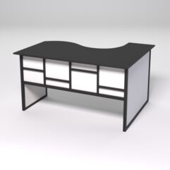 Стол эргономичный офисный СЭ-13 (левосторонний) СТРОНГ в стиле ЛОФТ декор №3, Черный и Белый