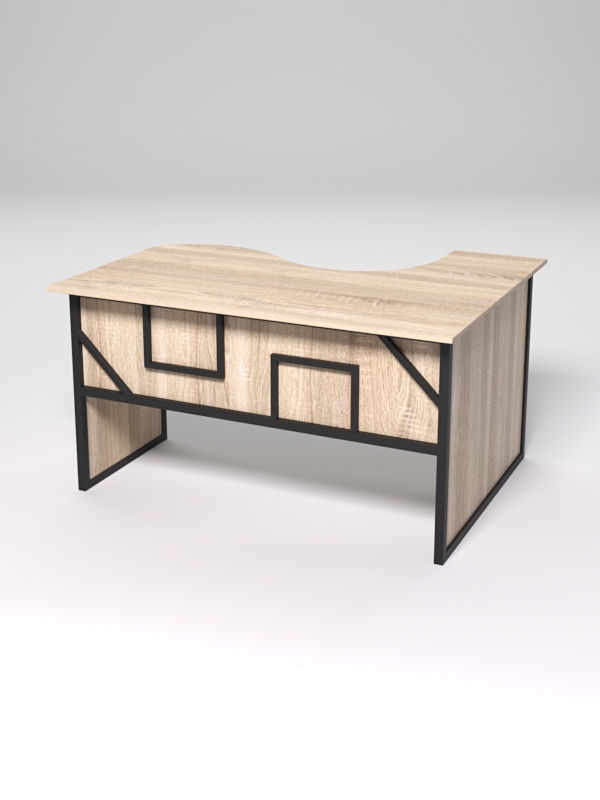 Стол эргономичный офисный СЭ-13 (левосторонний) СТРОНГ в стиле ЛОФТ декор №4, Дуб Сонома