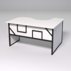 Стол эргономичный офисный СЭ-13 (левосторонний) СТРОНГ в стиле ЛОФТ декор №4, Белый