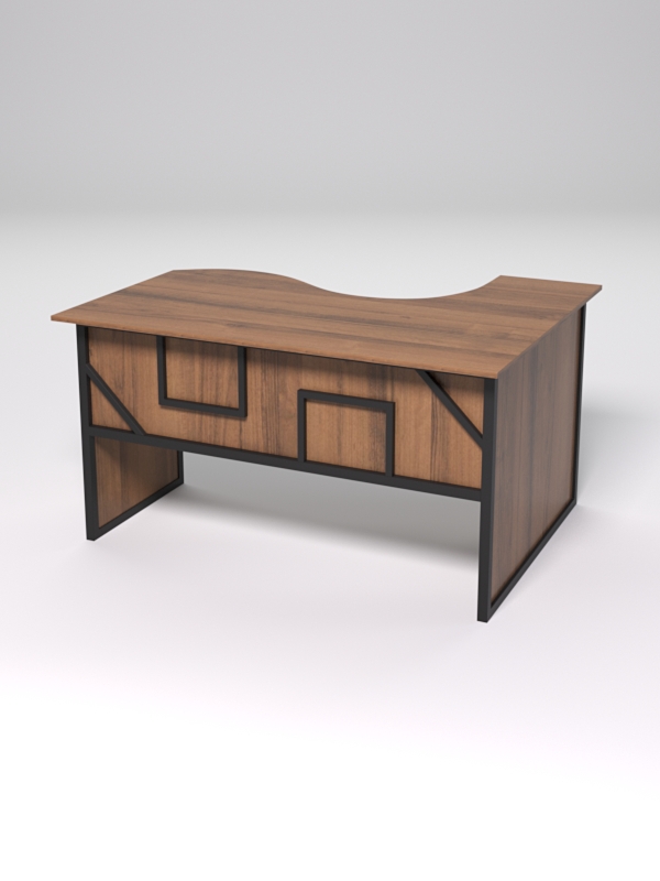 Стол эргономичный офисный СЭ-13 (левосторонний) СТРОНГ в стиле ЛОФТ декор №4, Орех