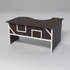 Стол эргономичный офисный СЭ-13 (левосторонний) СТРОНГ в стиле ЛОФТ декор №4, Дуб Венге + металлический каркас Белый