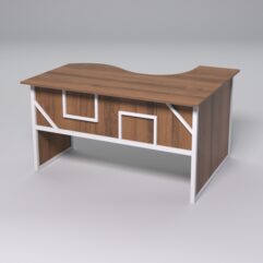 Стол эргономичный офисный СЭ-13 (левосторонний) СТРОНГ в стиле ЛОФТ декор №4, Орех + металлический каркас Белый