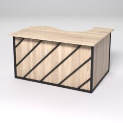 Стол эргономичный офисный СЭ-13А (левосторонний) СТРОНГ в стиле ЛОФТ декор №2, Дуб Сонома