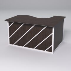 Стол эргономичный офисный СЭ-13А (левосторонний) СТРОНГ в стиле ЛОФТ декор №2, Дуб Венге + металлический каркас Белый