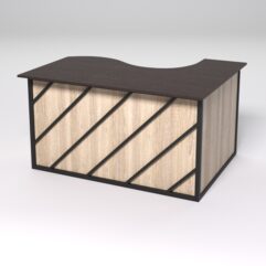 Стол эргономичный офисный СЭ-13А (левосторонний) СТРОНГ в стиле ЛОФТ декор №2, Дуб Венге и Дуб Сонома