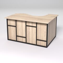 Стол эргономичный офисный СЭ-13А (левосторонний) СТРОНГ в стиле ЛОФТ декор №3, Дуб Сонома