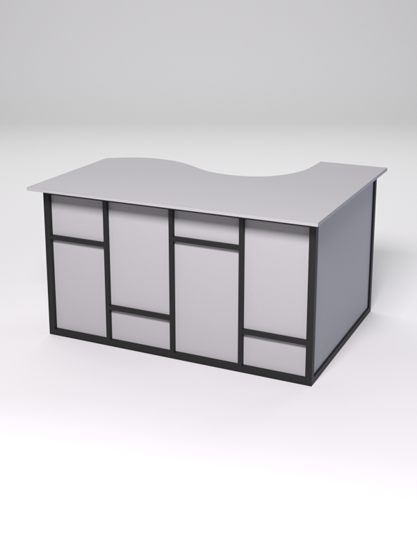 Стол эргономичный офисный СЭ-13А (левосторонний) СТРОНГ в стиле ЛОФТ декор №3, Серый