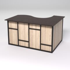 Стол эргономичный офисный СЭ-13А (левосторонний) СТРОНГ в стиле ЛОФТ декор №3, Дуб Венге и Дуб Сонома