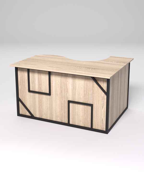 Стол эргономичный офисный СЭ-13А (левосторонний) СТРОНГ в стиле ЛОФТ декор №4, Дуб Сонома