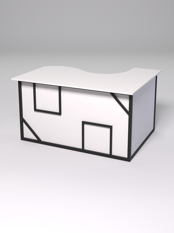 Стол эргономичный офисный СЭ-13А (левосторонний) СТРОНГ в стиле ЛОФТ декор №4, Белый