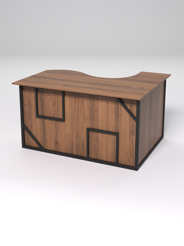 Стол эргономичный офисный СЭ-13А (левосторонний) СТРОНГ в стиле ЛОФТ декор №4, Орех