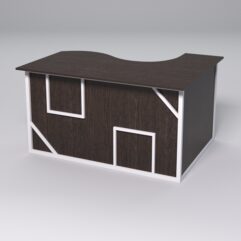 Стол эргономичный офисный СЭ-13А (левосторонний) СТРОНГ в стиле ЛОФТ декор №4, Дуб Венге + металлический каркас Белый