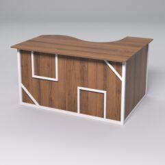 Стол эргономичный офисный СЭ-13А (левосторонний) СТРОНГ в стиле ЛОФТ декор №4, Орех + металлический каркас Белый