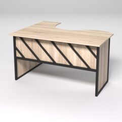 Стол эргономичный офисный СЭ-14 (правосторонний) СТРОНГ в стиле ЛОФТ декор №2, Дуб Сонома