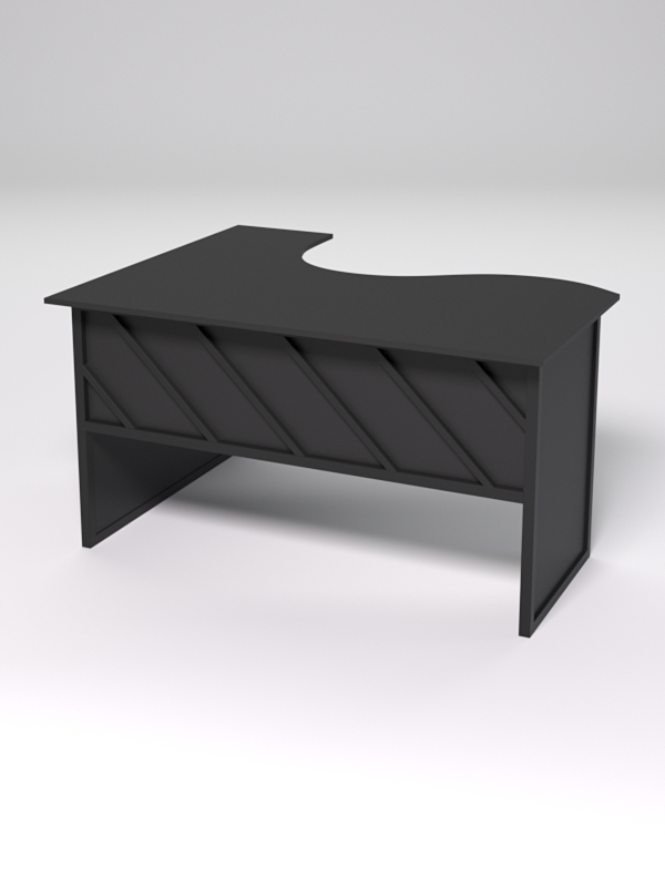 Стол эргономичный офисный СЭ-14 (правосторонний) СТРОНГ в стиле ЛОФТ декор №2, Черный