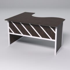 Стол эргономичный офисный СЭ-14 (правосторонний) СТРОНГ в стиле ЛОФТ декор №2, Дуб Венге + металлический каркас Белый