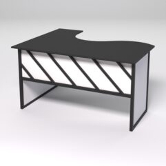 Стол эргономичный офисный СЭ-14 (правосторонний) СТРОНГ в стиле ЛОФТ декор №2, Черный и Белый