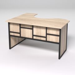 Стол эргономичный офисный СЭ-14 (правосторонний) СТРОНГ в стиле ЛОФТ декор №3, Дуб Сонома