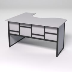 Стол эргономичный офисный СЭ-14 (правосторонний) СТРОНГ в стиле ЛОФТ декор №3, Серый