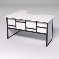 Стол эргономичный офисный СЭ-14 (правосторонний) СТРОНГ в стиле ЛОФТ декор №3, Белый