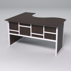 Стол эргономичный офисный СЭ-14 (правосторонний) СТРОНГ в стиле ЛОФТ декор №3, Дуб Венге + металлический каркас Белый