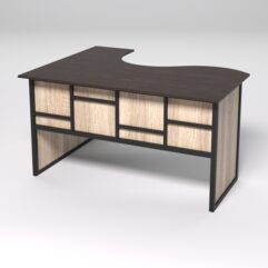 Стол эргономичный офисный СЭ-14 (правосторонний) СТРОНГ в стиле ЛОФТ декор №3, Дуб Венге и Дуб Сонома