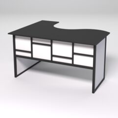 Стол эргономичный офисный СЭ-14 (правосторонний) СТРОНГ в стиле ЛОФТ декор №3, Черный и Белый