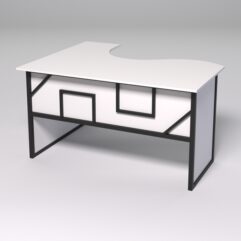 Стол эргономичный офисный СЭ-14 (правосторонний) СТРОНГ в стиле ЛОФТ декор №4, Белый