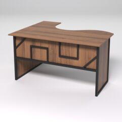 Стол эргономичный офисный СЭ-14 (правосторонний) СТРОНГ в стиле ЛОФТ декор №4, Орех