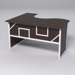 Стол эргономичный офисный СЭ-14 (правосторонний) СТРОНГ в стиле ЛОФТ декор №4, Дуб Венге + металлический каркас Белый