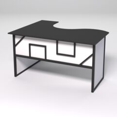 Стол эргономичный офисный СЭ-14 (правосторонний) СТРОНГ в стиле ЛОФТ декор №4, Черный и Белый