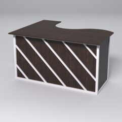 Стол эргономичный офисный СЭ-14А (правосторонний) СТРОНГ в стиле ЛОФТ декор №2, Дуб Венге + металлический каркас Белый