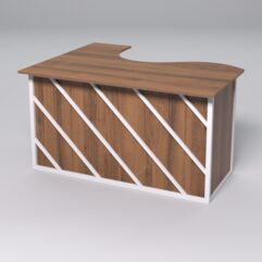 Стол эргономичный офисный СЭ-14А (правосторонний) СТРОНГ в стиле ЛОФТ декор №2, Орех + металлический каркас Белый