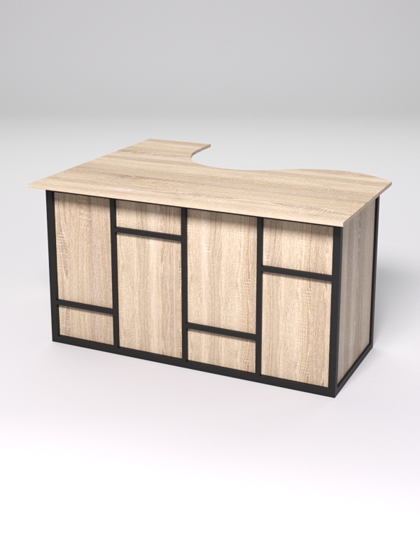 Стол эргономичный офисный СЭ-14А (правосторонний) СТРОНГ в стиле ЛОФТ декор №3, Дуб Сонома