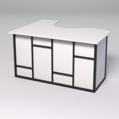 Стол эргономичный офисный СЭ-14А (правосторонний) СТРОНГ в стиле ЛОФТ декор №3, Белый