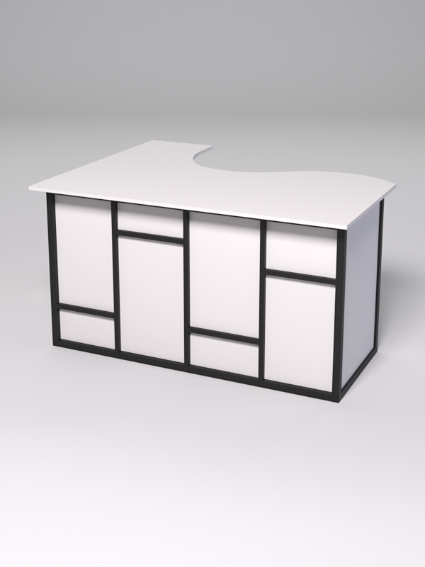 Стол эргономичный офисный СЭ-14А (правосторонний) СТРОНГ в стиле ЛОФТ декор №3, Белый