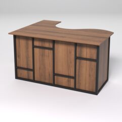 Стол эргономичный офисный СЭ-14А (правосторонний) СТРОНГ в стиле ЛОФТ декор №3, Орех