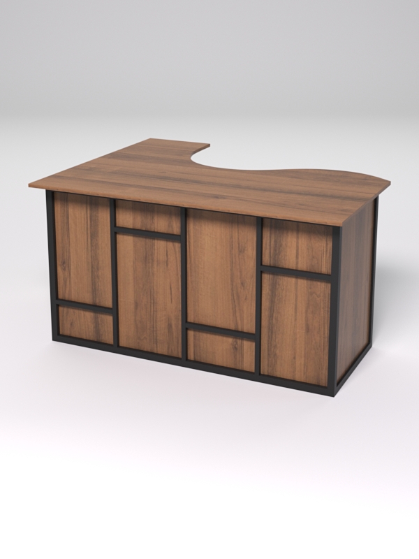 Стол эргономичный офисный СЭ-14А (правосторонний) СТРОНГ в стиле ЛОФТ декор №3, Орех